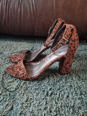 Worthington Animal Print Block Heels Open Toe 6.5 NWOB